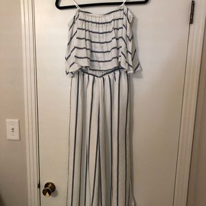 Off the shoulder, crop leg jump suit